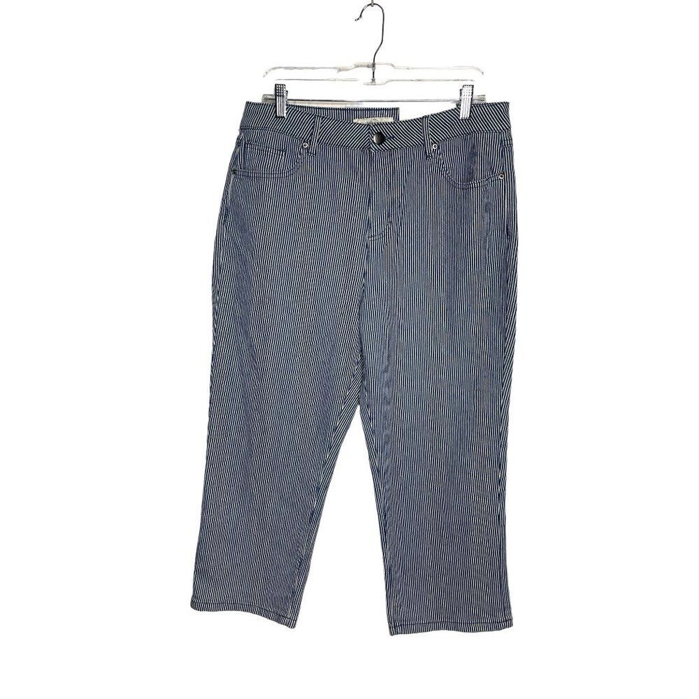 Cato Est 1946 Striped Skinny Crop Capri Contemporary Mid Rise Pants Size 16